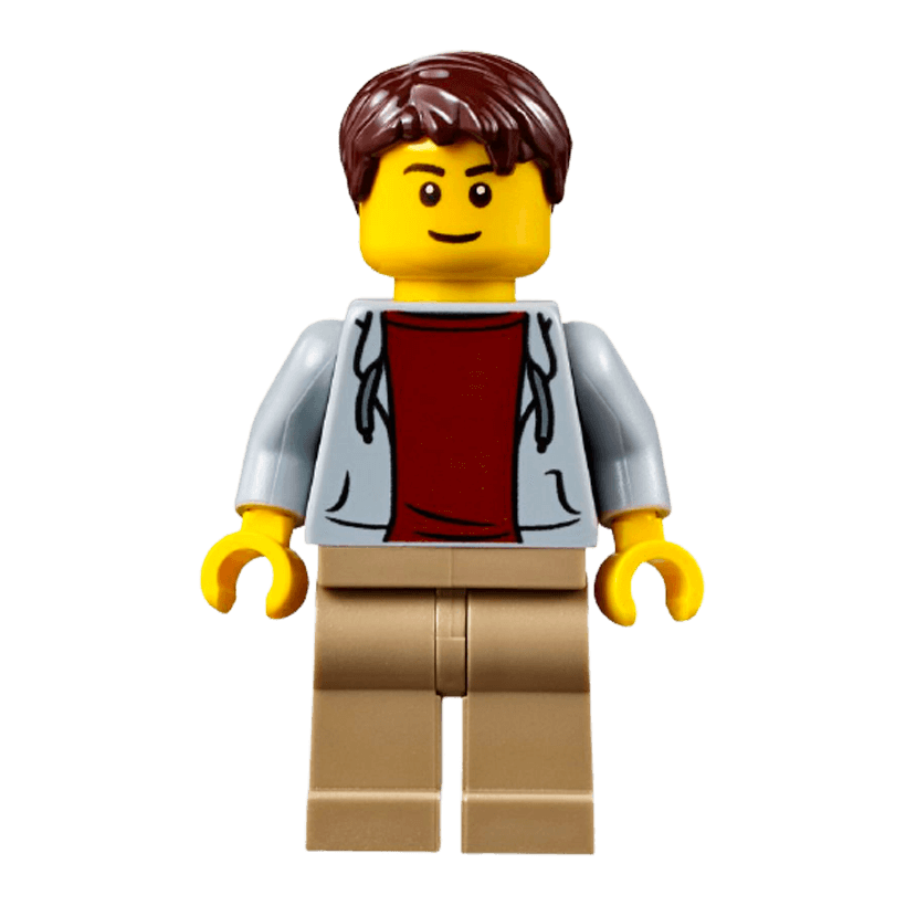 Фігурка Lego People 973pb2066 Light Bluish Gray Hoodie with Dark Red Shirt City cty0707 Б/У - Retromagaz