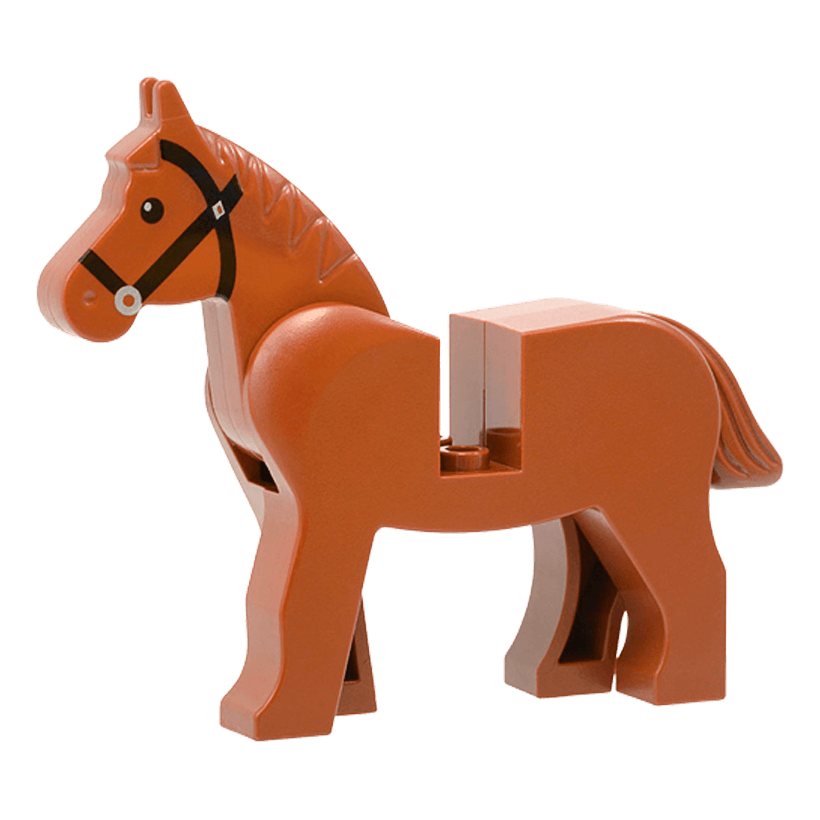 Фигурка Lego Земля Horse with Black Eyes Silver Pupils and Black Bridle Pattern Animals 4493c01pb05 4506843 6023415 Reddish Brown Б/У - Retromagaz