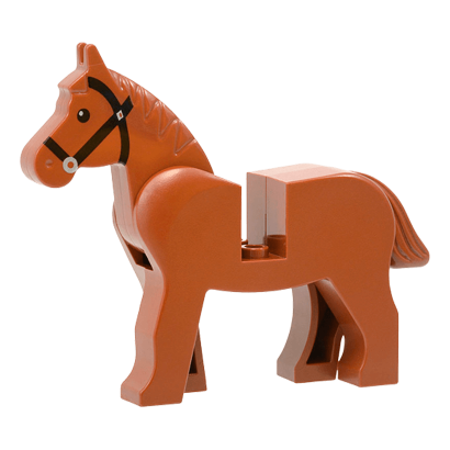 Фігурка Lego Земля Horse with Black Eyes Silver Pupils and Black Bridle Pattern Animals 4493c01pb05 1 4506843 6023415 Reddish Brown Б/У - Retromagaz