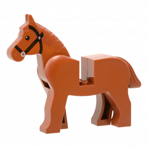 Фігурка Lego Земля Horse with Black Eyes Silver Pupils and Black Bridle Pattern Animals 4493c01pb05 1 4506843 6023415 Reddish Brown Б/У