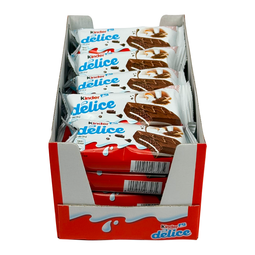 Упаковка Kinder Бісквітів Kinder 20 шт Delice з Молочною Начинкою 39 г 780g - Retromagaz