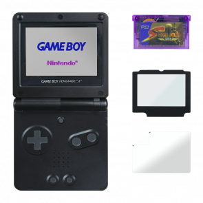 Набір Консоль Nintendo Game Boy Advance SP AGS-001 Black Б/У  + Флеш Картридж RMC Англійська Версія Новий + Скло Консолі  Trans Clear + Захисна Плівка