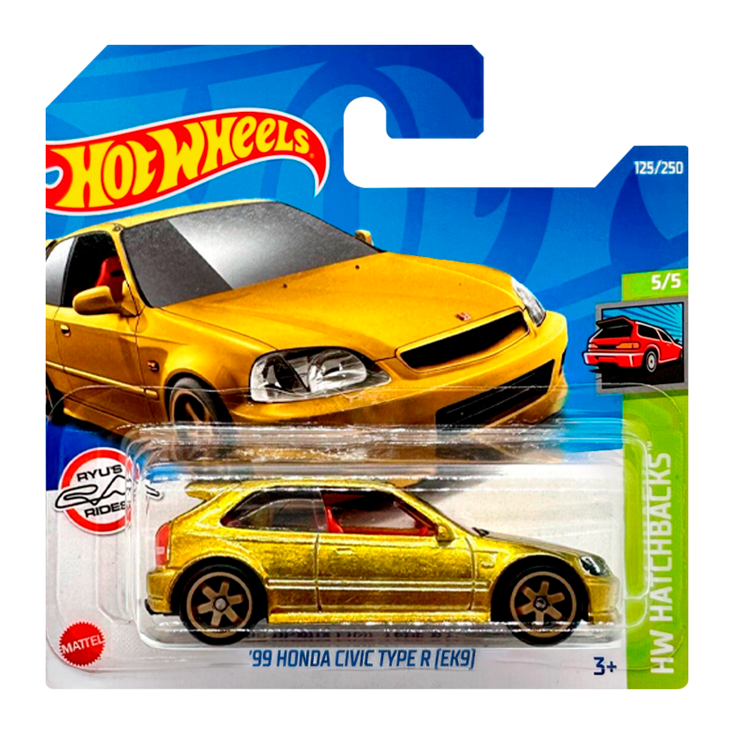 Машинка Базова Hot Wheels '99 Honda Civic Type R (EK9) Super Treasure Hunt STH Hatchbacks 1:64 HCY12 Gold - Retromagaz