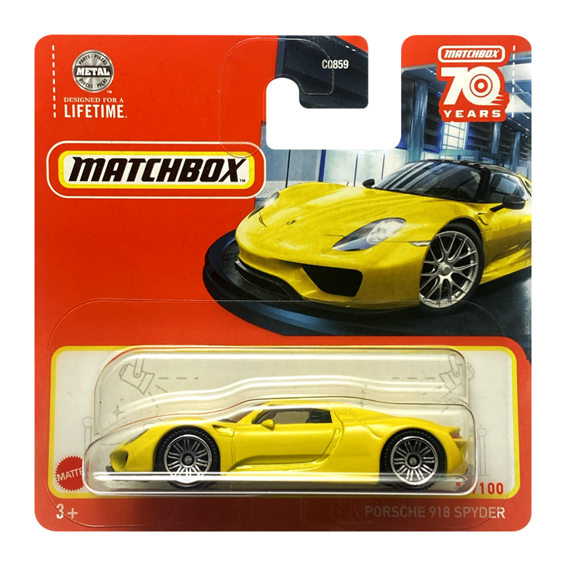 Машинка Большой Город Matchbox Porsche Porsche 918 Spyder Showroom 1:64 HLC88 Yellow - Retromagaz