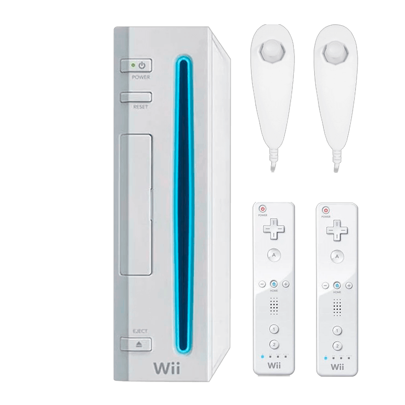 Набір Консоль Nintendo Wii RVL-001 Europe 512MB White Б/У  + Контролер Дротовий Nunchuk 2шт + Контролер Бездротовий Remote 2шт - Retromagaz