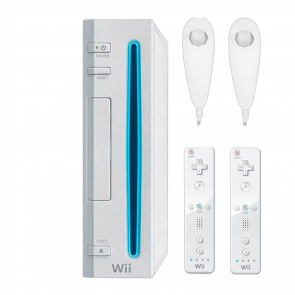 Набор Консоль Nintendo Wii RVL-001 Europe 512MB White Б/У  + Контроллер Проводной Nunchuk 2шт + Беспроводной Remote 2шт - Retromagaz