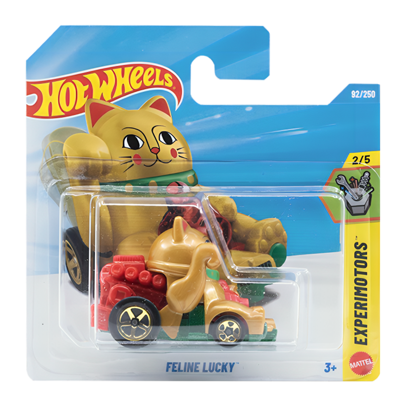Машинка Базовая Hot Wheels Feline Lucky Maneki-Neko 9.29 Experimotors 1:64 JJJ54 Gold - Retromagaz