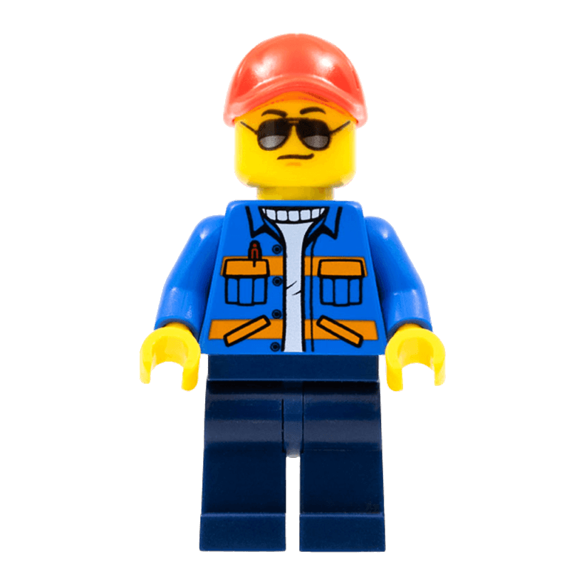 Фигурка Lego Train 973pb3100 Blue Jacket with Pockets and Orange Stripes City cty0500a 1 Б/У - Retromagaz
