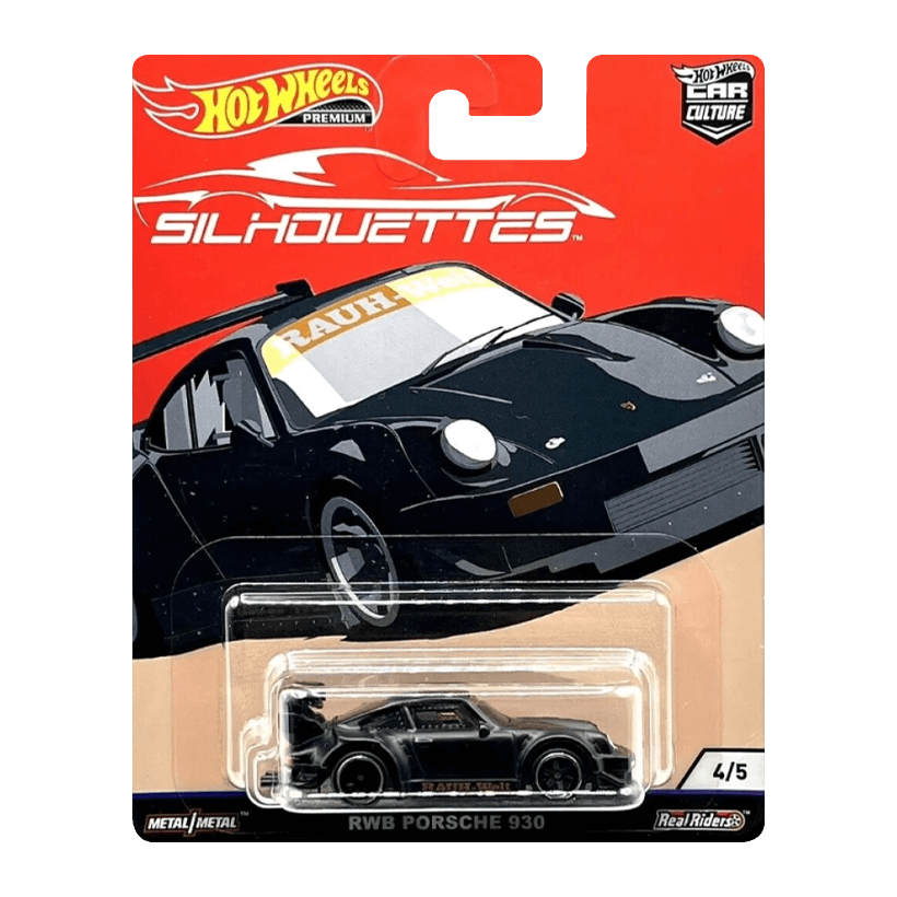 Машинка Premium Hot Wheels Porsche RWB Porsche 930 Silhouettes 1:64 FYN68 Black - Retromagaz