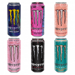 Набор Без Сахара (Напиток Энергетический Monster Energy Ultra Black + Strawberry Dreams + Peachy Keen + Fiesta Mango + Full Throttle + Ruby Red)