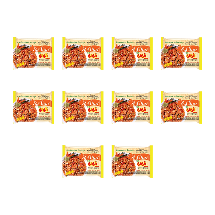 Набор Лапша 10шт Mama Рисова Пад Тай Рамен Pad Thai Stir Fried Острая 70g - Retromagaz