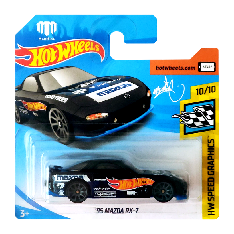 Машинка Базова Hot Wheels '95 Mazda RX-7 Mad Mike Speed Graphics 1:64 FYD04 Black - Retromagaz
