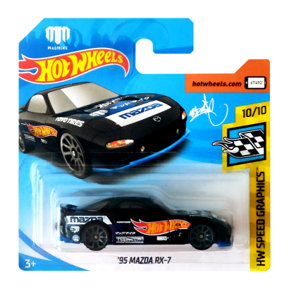 Машинка Базова Hot Wheels '95 Mazda RX-7 Mad Mike Speed Graphics 1:64 FYD04 Black - Retromagaz