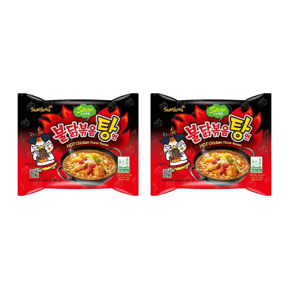 Набір Локшина 2шт Samyang Buldak Hot Chicken Stew Type (Курячий Суп) Гостра 145g - Retromagaz