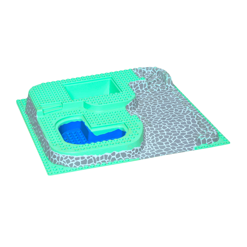 Пластина Lego Базова Baseplate Raised Three Level with Stone Ramp and Blue Pool 32 x 32 6092px2 6092 609200 Light Green Б/У - Retromagaz
