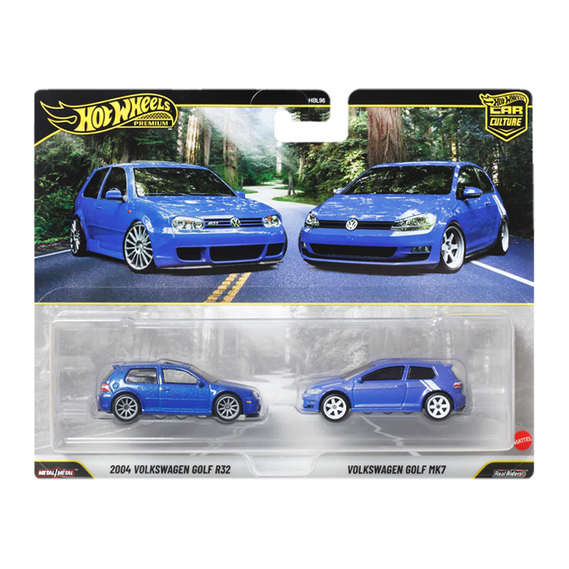 Машинка Premium 2шт Hot Wheels 2004 Volkswagen Golf R32 / Volkswagen Golf Mk7 2-Packs 1:64 JHW49 Blue - Retromagaz