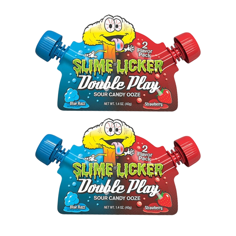 Набір Цукерки Рідкі 2шт Toxic Waste Slime Licker Double Play Blue Razz Strawberry 40g - Retromagaz