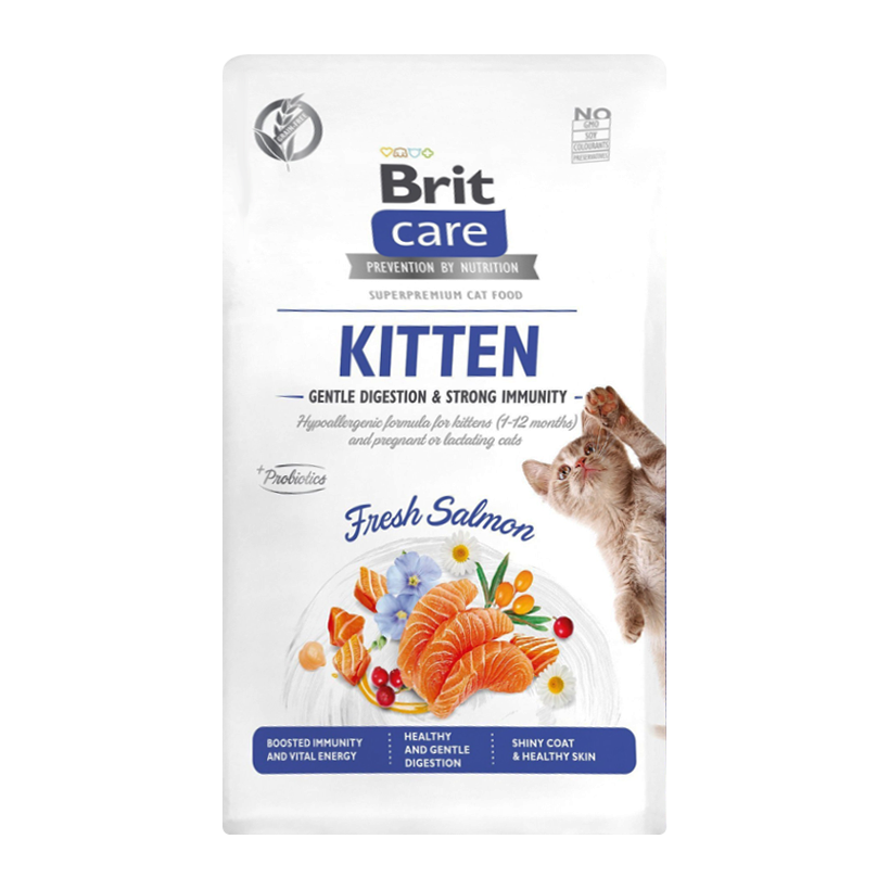 Сухой Корм для Кошек Brit Care Kitten Gentle Digestion Strong Immunity Лосось 400g - Retromagaz