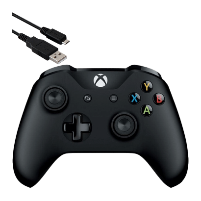 Геймпад Бездротовий Microsoft Xbox One + Кабель Micro-USB (4N6-00002) Black Новий - Retromagaz