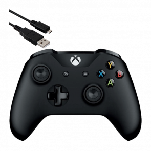 Геймпад Беспроводной Microsoft Xbox One + Кабель Micro-USB (4N6-00002) Black Новый