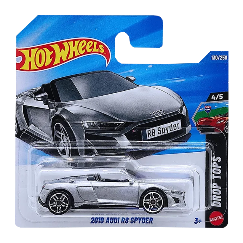Машинка Базова Hot Wheels 2019 Audi R8 Spyder Drop Tops 1:64 JJL60 Silver - Retromagaz