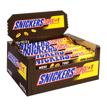 Набір Батончик Snickers Super з Арахісом у Молочному Шоколаді 112,5g 20шт - Retromagaz