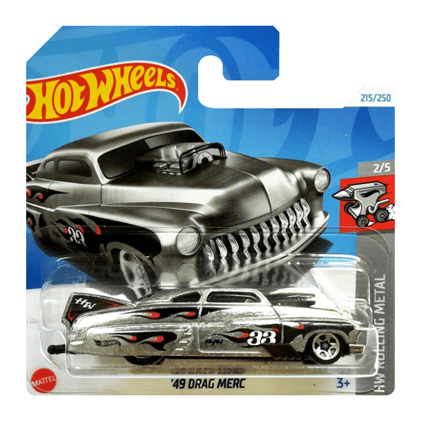Машинка Базовая Hot Wheels '49 Drag Merc Zamac Rolling Metal 1:64 HTB54 Silver - Retromagaz