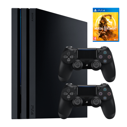 Набір Консоль Sony PlayStation 4 Pro CUH-70-71xx 1TB Black Б/У  + Геймпад Бездротовий DualShock 4 Version 2 2шт + Гра Mortal Kombat 11 Російські Субтитри - Retromagaz