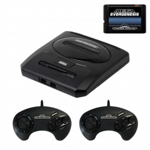Набір Консоль Sega Mega Drive 2 MK-1631 USA Black Б/У  + Геймпад Дротовий Genesis 2шт + Флеш Картридж Evergenesis EDMD 4Gb 3000 in 1 Англійська Версія Новий - Retromagaz