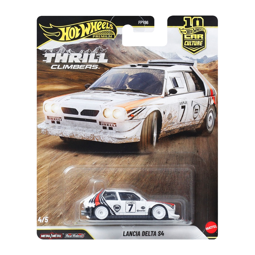 Машинка Premium Hot Wheels Lancia Delta S4 Thrill Climbers 1:64 JKF01 White - Retromagaz