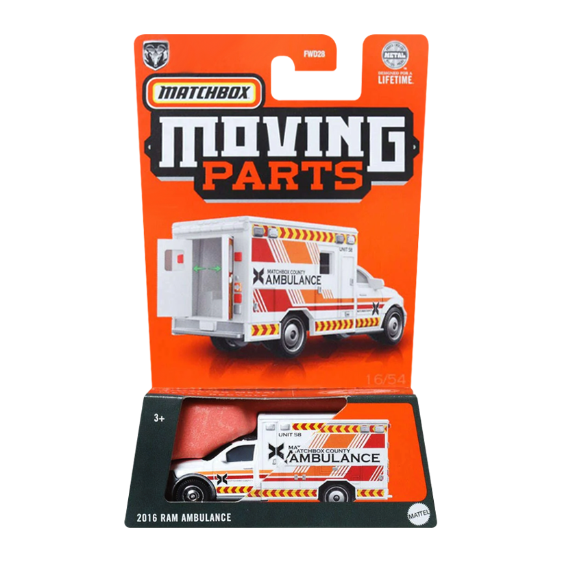 Тематическая Машинка Matchbox 2016 RAM Ambulance Moving Parts 1:64 FWD28/HVN01 White - Retromagaz