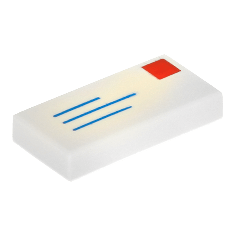 Плитка 10шт Lego Декоративна Groove with Blue Lines and Red Square Pattern 1 x 2 3069bp01 80170 4521848 White Б/У - Retromagaz