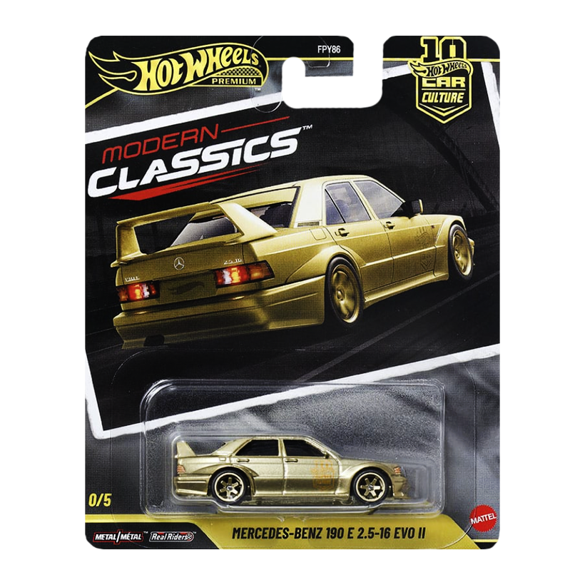 Машинка Premium Hot Wheels Mercedes-Benz 190 E 2.5-16 Evo II Chase Modern Classics 1:64 JKF18 Gold - Retromagaz