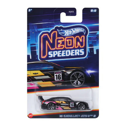 Тематическая Машинка Hot Wheels '16 Cadillac ATS-V R Neon Speeders 1:64 HLH72/HRW82 Black - Retromagaz