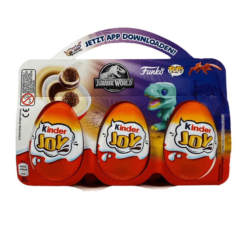 Шоколадне Яйце Kinder Joy Funko Jurassic World 3шт 60g - Retromagaz