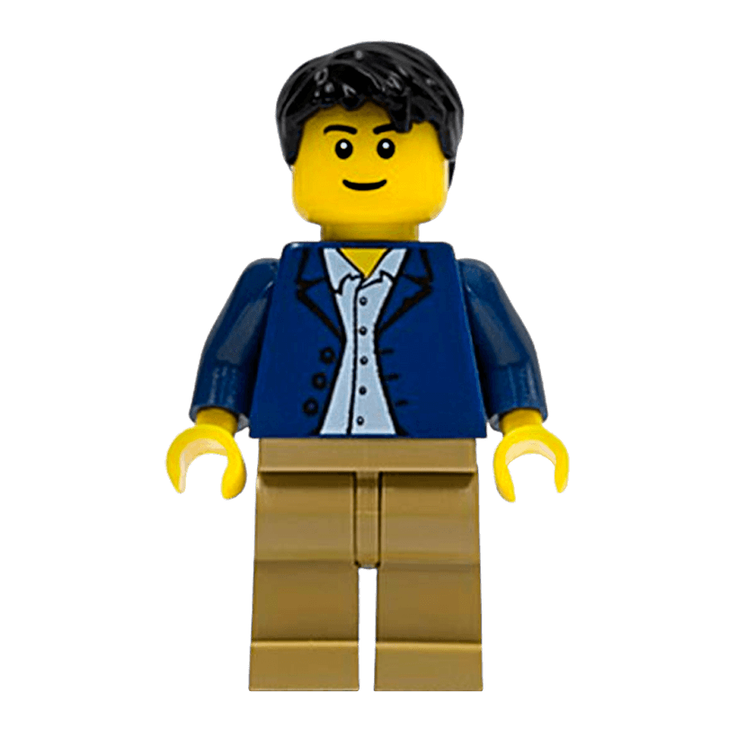 Фігурка Lego People 973pb0333 Dark Blue Jacket Light Blue Shirt City twn186 Б/У - Retromagaz