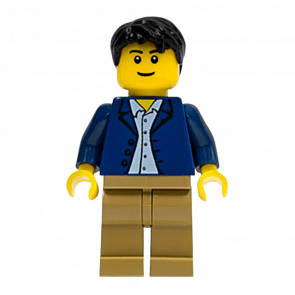 Фигурка Lego People 973pb0333 Dark Blue Jacket Light Blue Shirt City twn186 Б/У