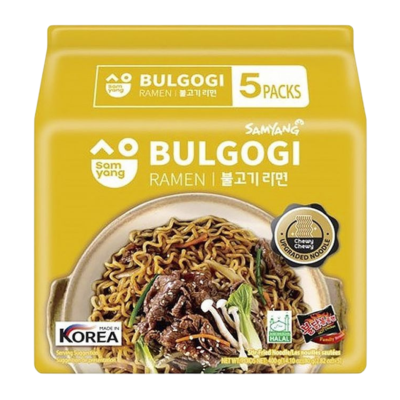 Набор Лапша 5шт Samyang Бульгоги Рамен Bulgogi Ramyun Средне Острая 108g - Retromagaz