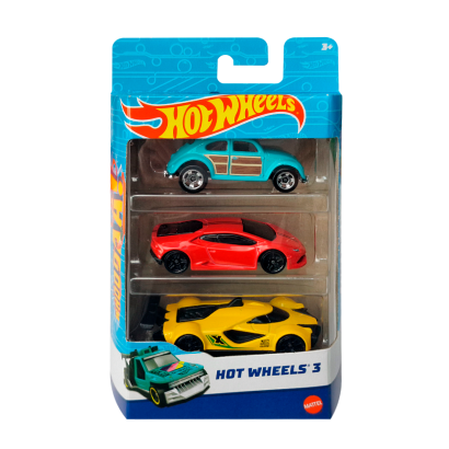 Машинка Базова Hot Wheels Lamborghini VW Beetle / Lamborghini Huracán / Mach Speeder Standart 3-Packs 1:64 K5904-7 Red 3шт - Retromagaz