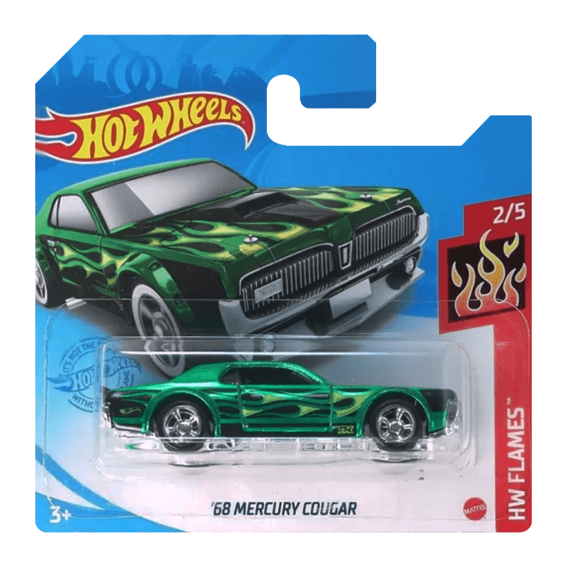 Машинка Базовая Hot Wheels '68 Mercury Cougar Super Treasure Hunt STH Flames 1:64 GTD02 Green - Retromagaz