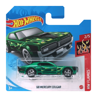 Машинка Базова Hot Wheels '68 Mercury Cougar Super Treasure Hunt STH Flames 1:64 GTD02 Green - Retromagaz