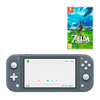 Набір Консоль Nintendo Switch Lite 32GB (045496452650) Grey Б/У + Гра The Legend of Zelda Breath of The Wild Російська Озвучка Б/У - Retromagaz