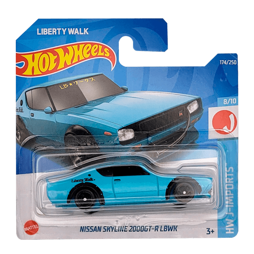 Машинка Базовая Hot Wheels Nissan Skyline 2000GT-R LBWK Liberty Walk J-Imports 1:64 HCW32 Blue - Retromagaz