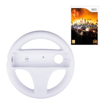 Набор Насадка RMC Wii Wheel White Новый  + Игра Nintendo Need for Speed: Undercover Английская Версия Б/У - Retromagaz