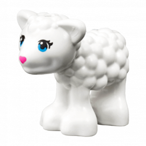 Фигурка Lego Lamb with Dark Azure Eyes Dark Pink Nose and Black Eyelashes Animals Земля 15695pb02 1 6053812 White Б/У