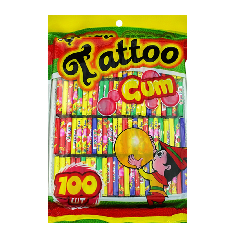 Набір Жувальна Гумка 100шт Crazy Tattoo Gum 2,5g - Retromagaz