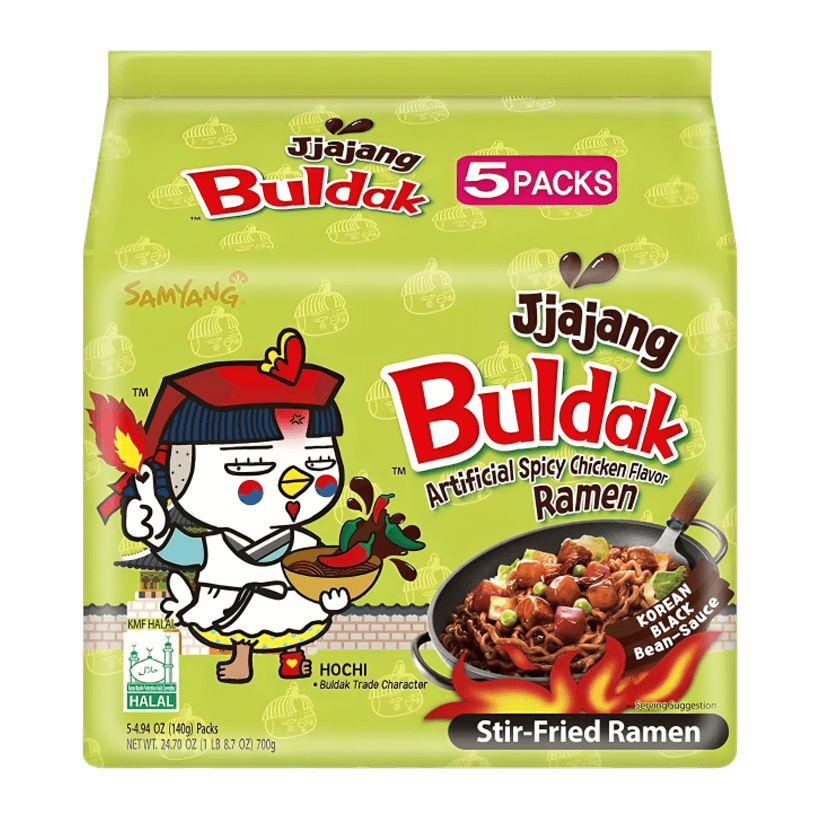 Набор Лапша 5шт Samyang Buldak Jjajang Куриная в Бобовом Соусе Средне Острая 140g - Retromagaz