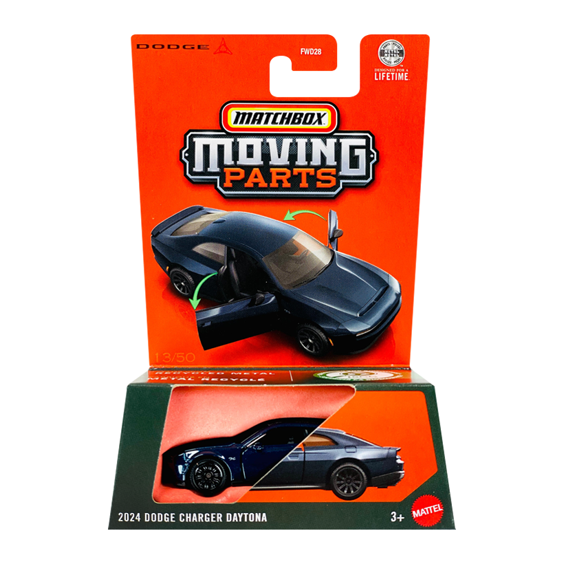 Тематична Машинка Matchbox Dodge Charger Daytona Moving Parts 1:64 JHV42 Blue - Retromagaz