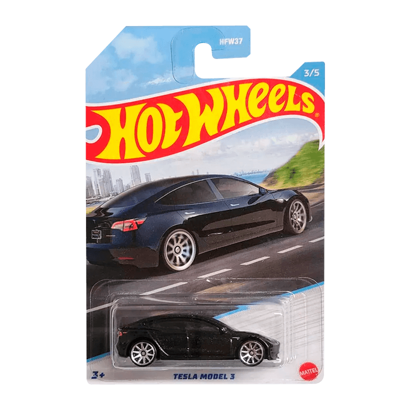 Тематическая Машинка Hot Wheels Tesla Model 3 Luxury Sedans 1:64 HDH14 Black - Retromagaz