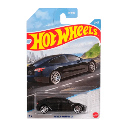 Тематическая Машинка Hot Wheels Tesla Model 3 Luxury Sedans 1:64 HDH14 Black - Retromagaz